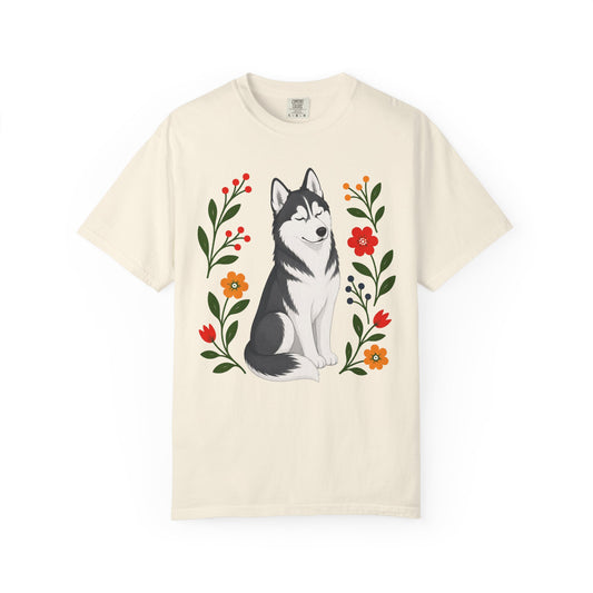 Wildflower Daydreaming Siberian Husky T-Shirt