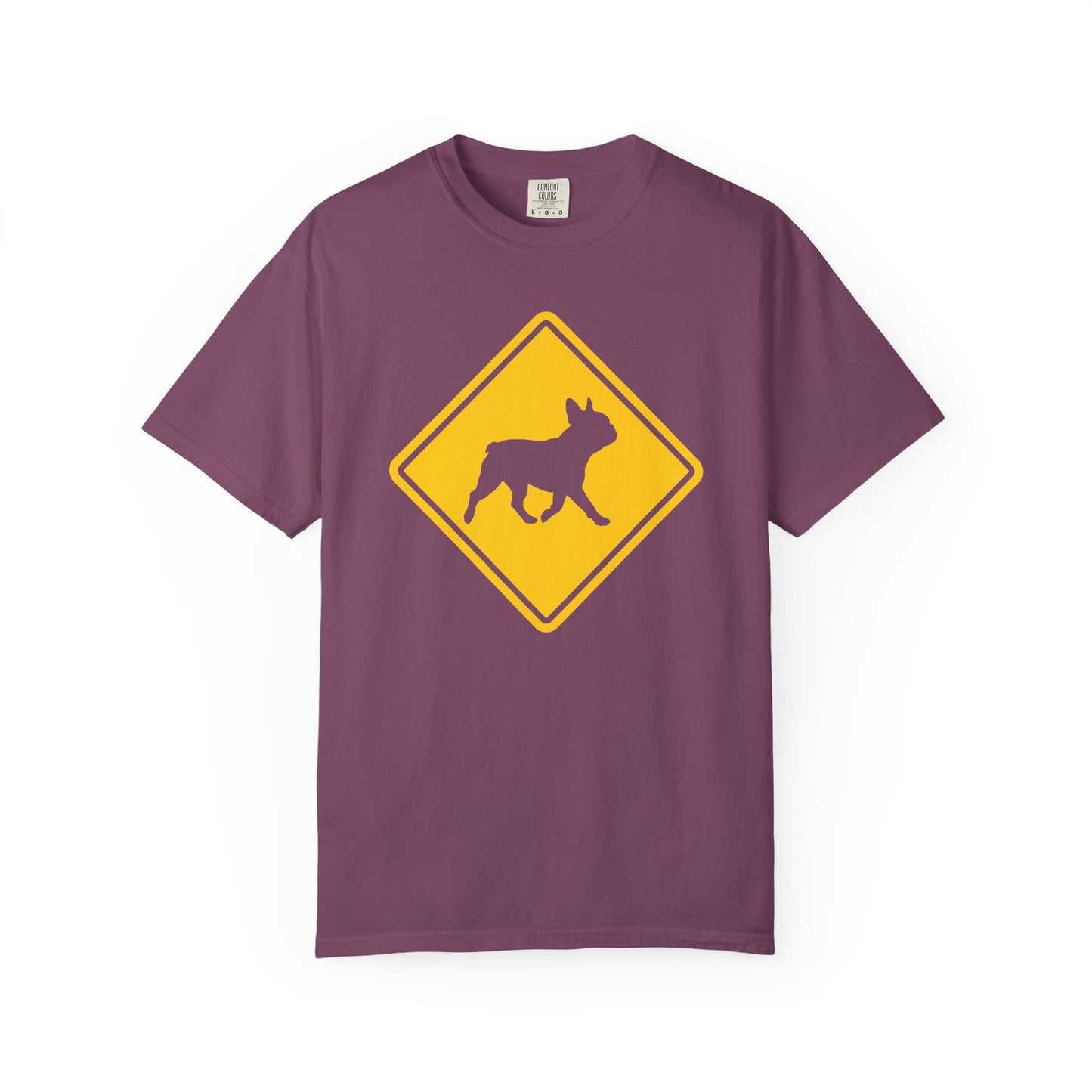 French Bulldog Dog Crossing T-Shirt in Berry from When Dogs Fly