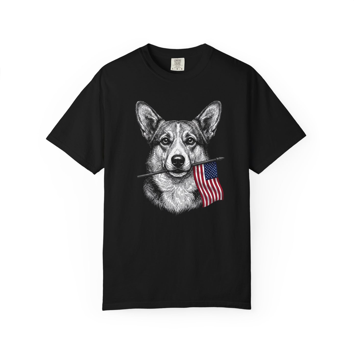 USA Flag Bearing Corgi T-Shirt