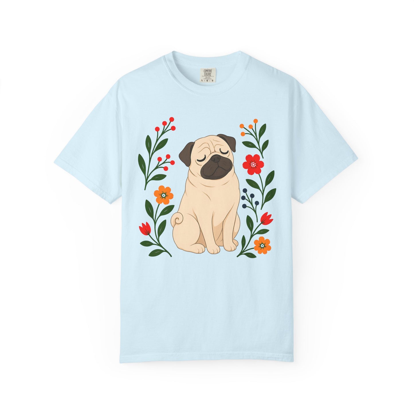 Wildflower Daydreaming Pug T-Shirt