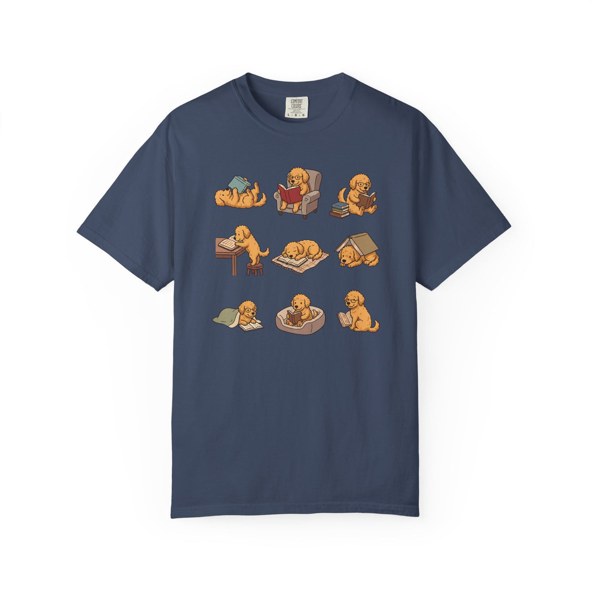 Labradoodle Book Club T-Shirt in Midnight from When Dogs Fly