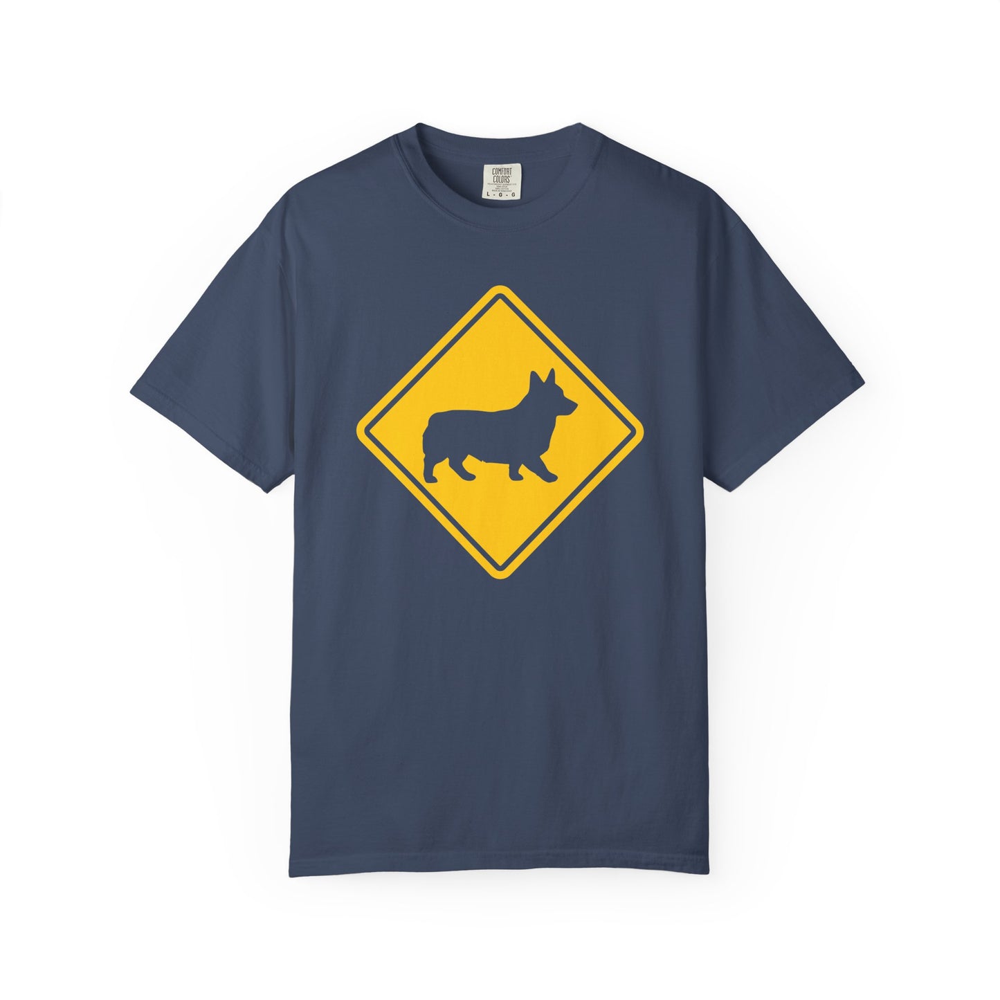Corgi Dog Crossing T-Shirt in Midnight from When Dogs Fly