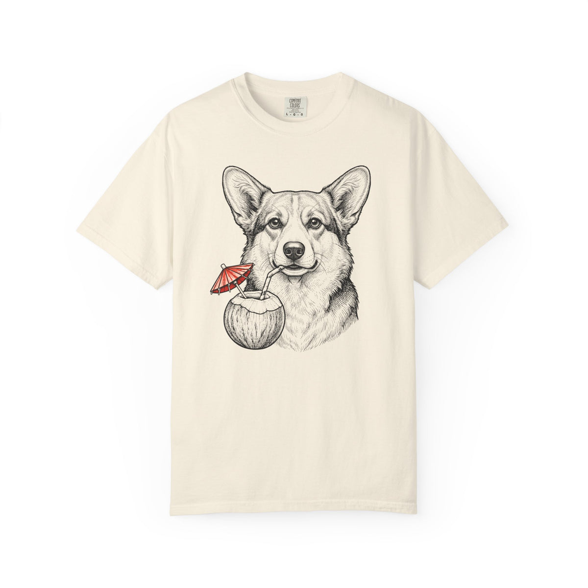 Island Time Corgi T-Shirt in Ivory from When Dogs Fly