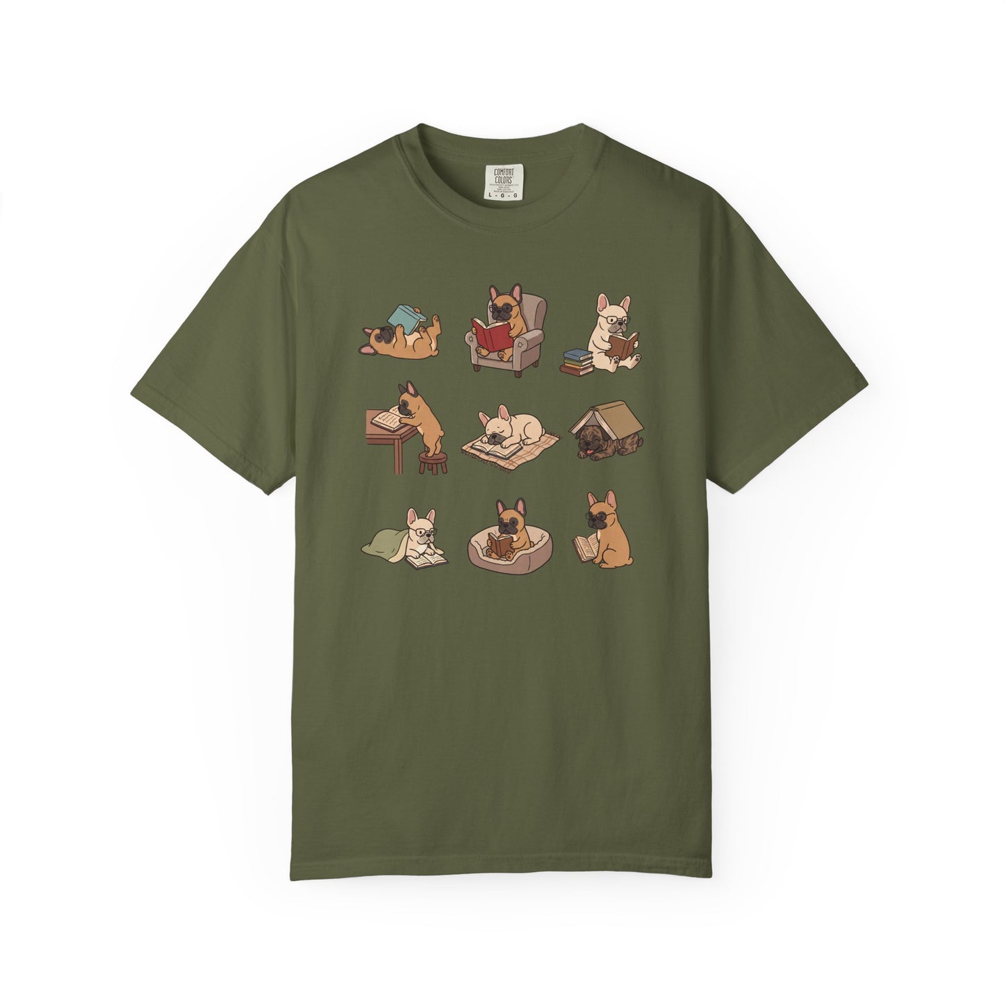 French Bulldog Book Club T-Shirt in Hemp from When Dogs Fly