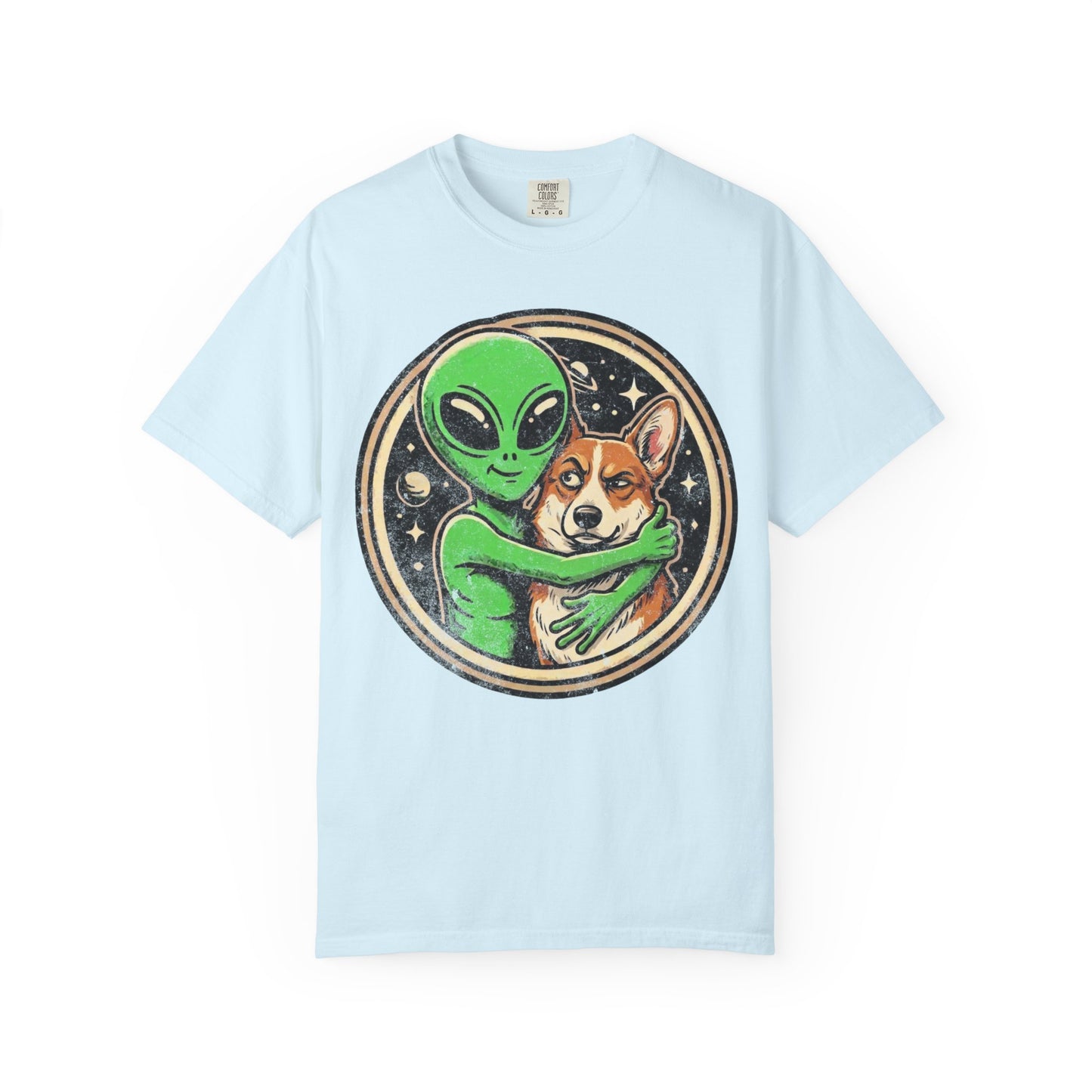Every Alien Needs a Corgi T-Shirt in Chambray from When Dogs Fly