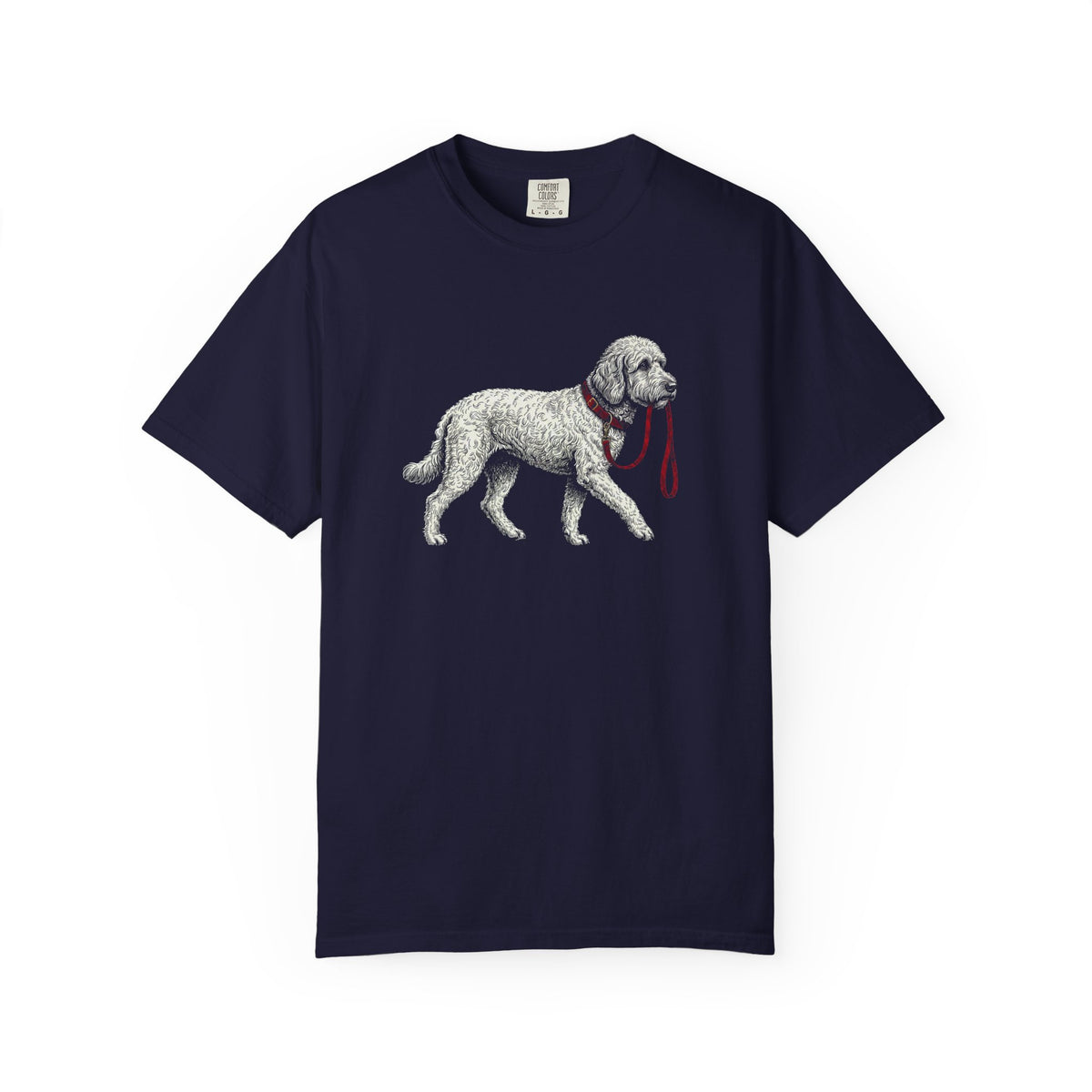 Never Walk Alone Labradoodle T-Shirt in True Navy from When Dogs Fly