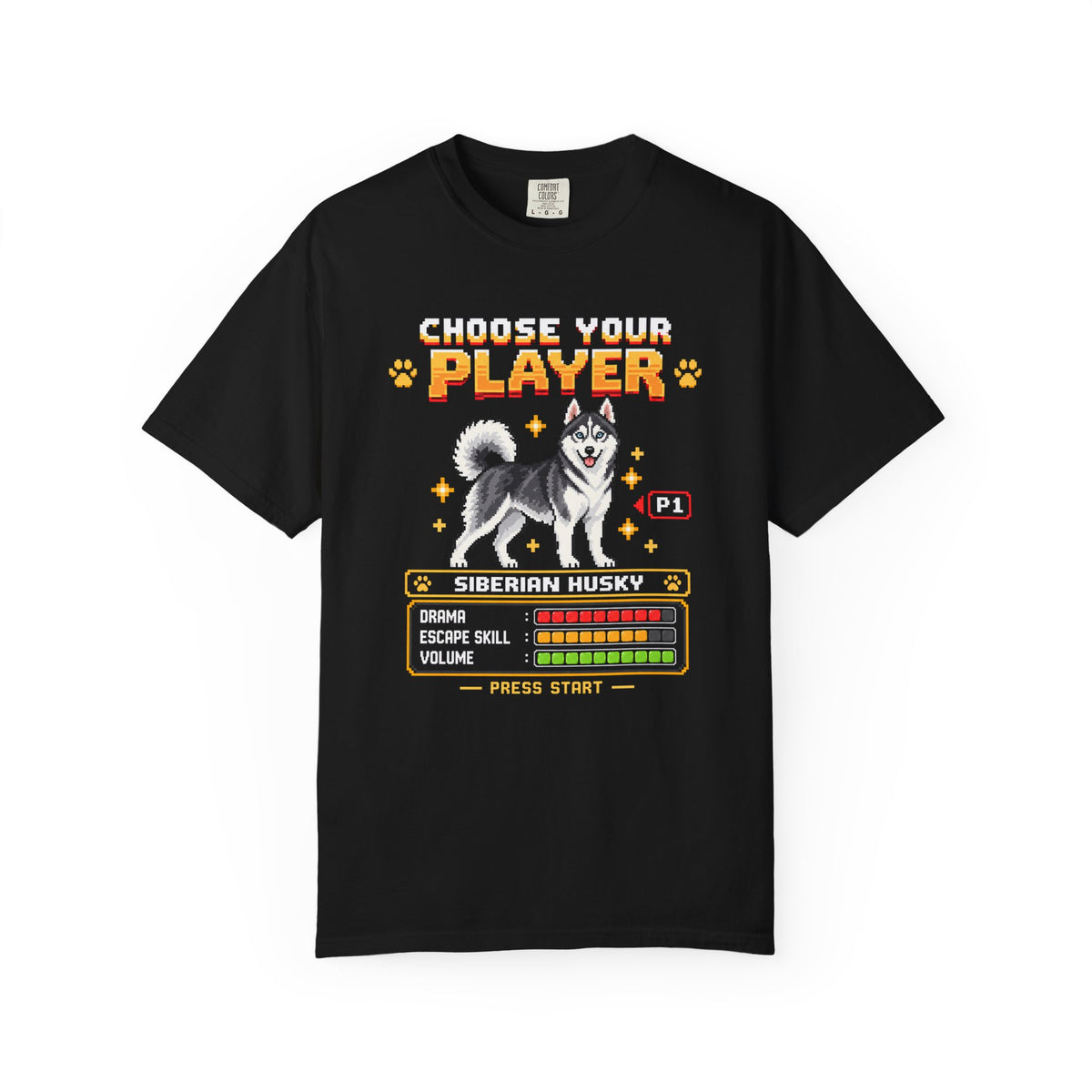 Choose Your Player Siberian Husky T-Shirt in Black from When Dogs Fly