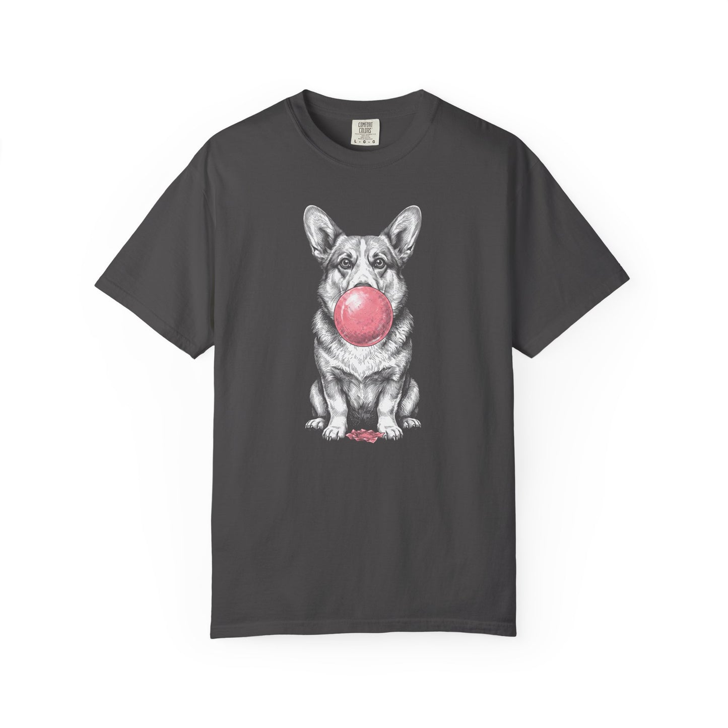 Bubblegum Corgi T-Shirt in Graphite from When Dogs Fly