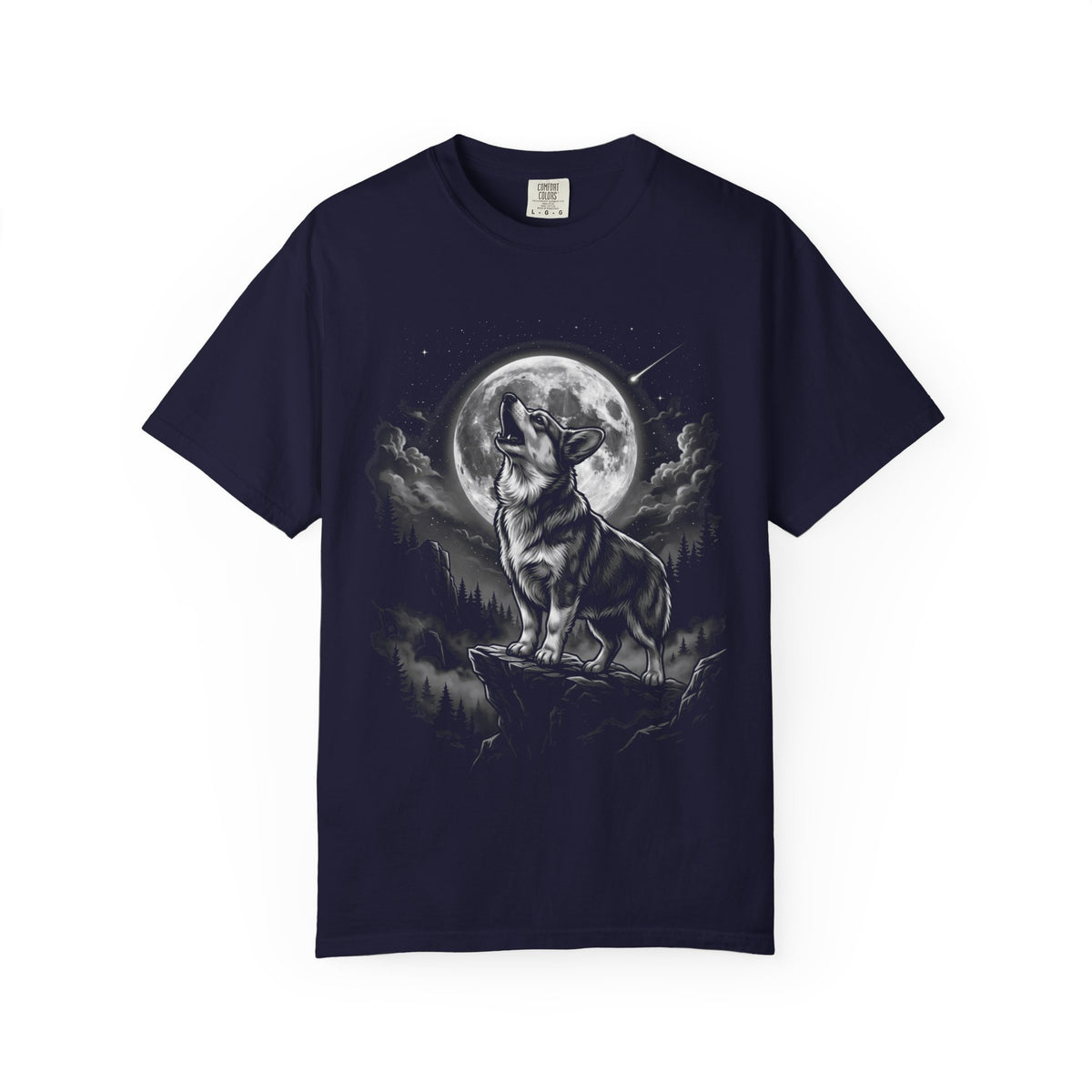 Born to Howl Corgi T-Shirt in True Navy from When Dogs Fly