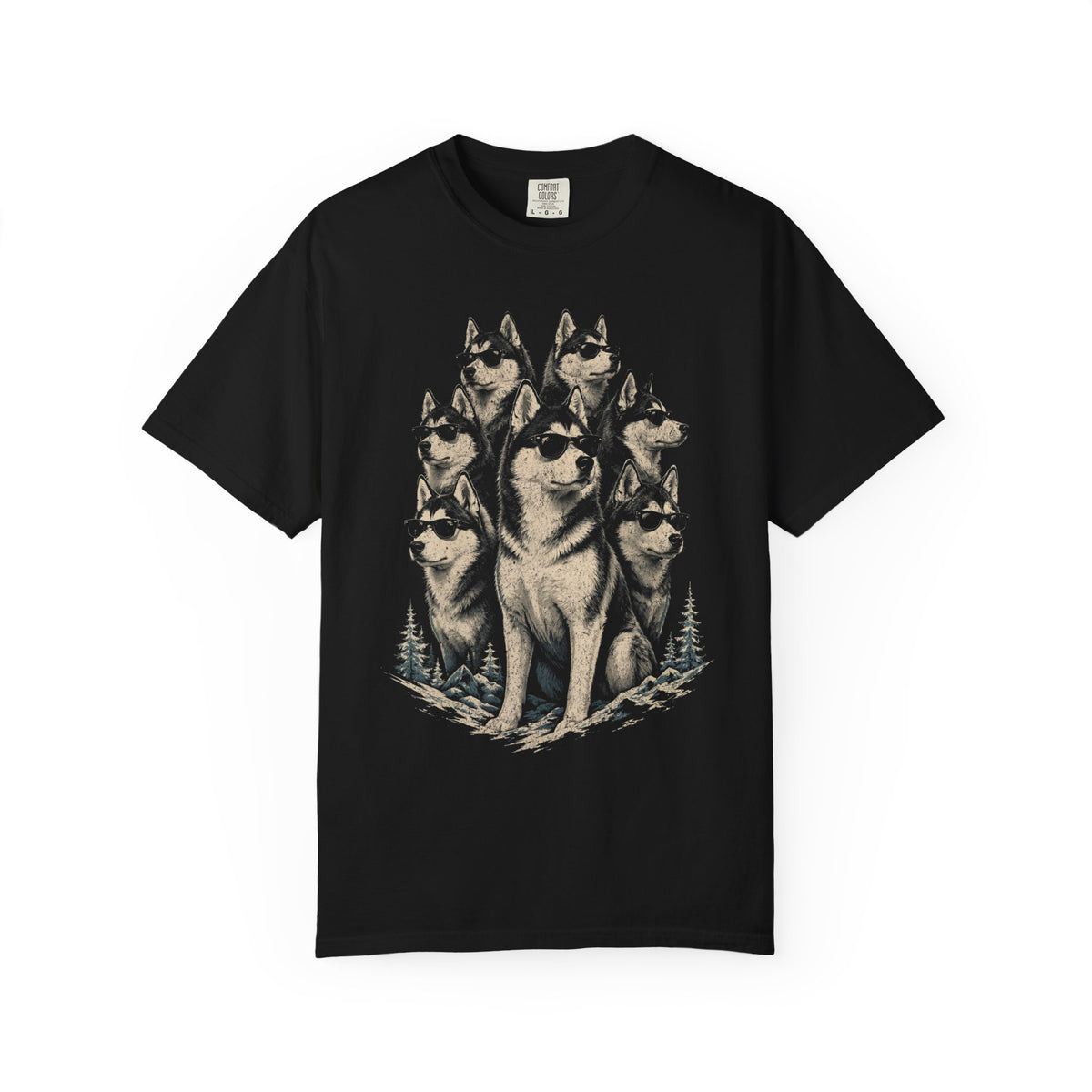 The Siberian Husky Crew T-Shirt in Black from When Dogs Fly