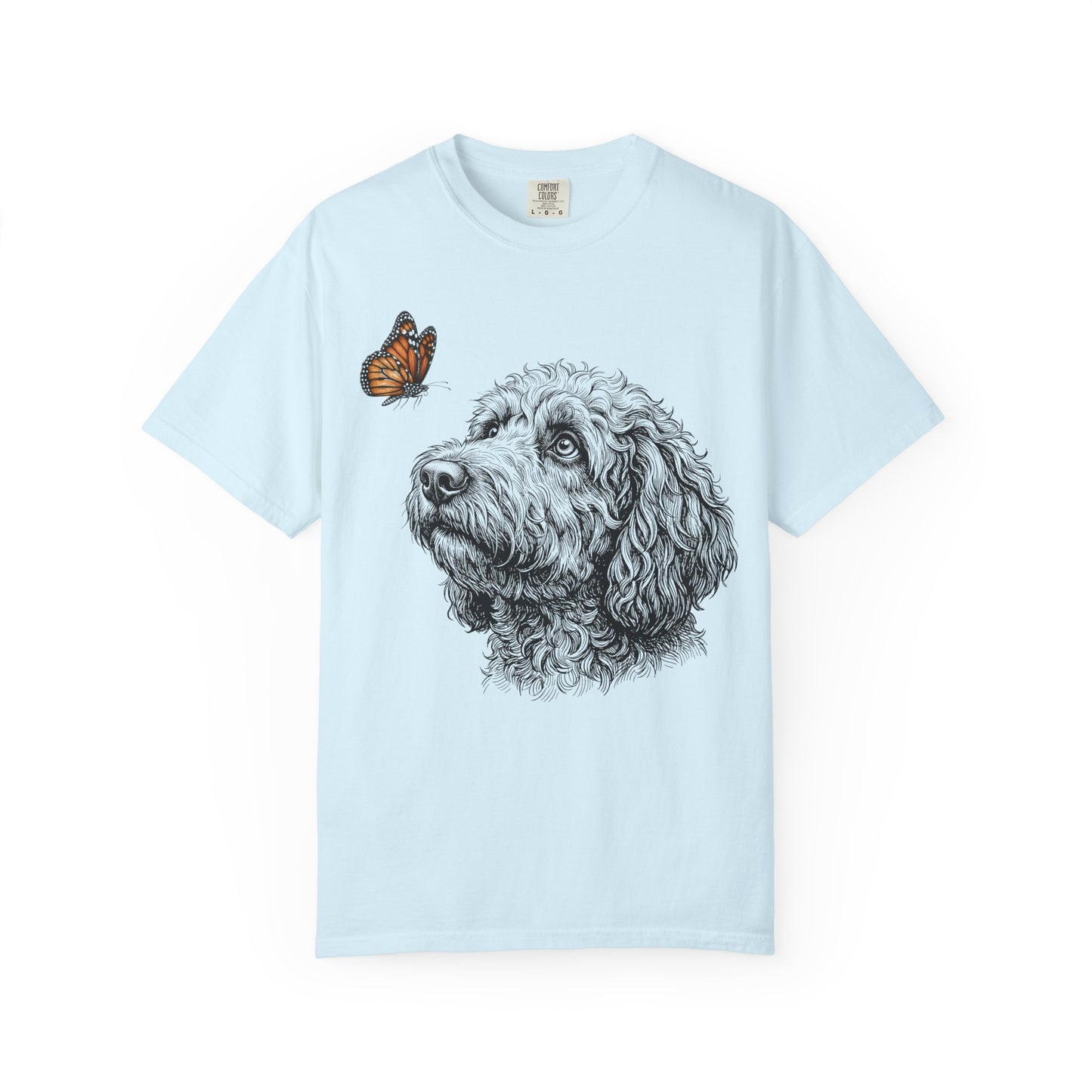 Hello Butterfly Labradoodle T-Shirt in Chambray from When Dogs Fly