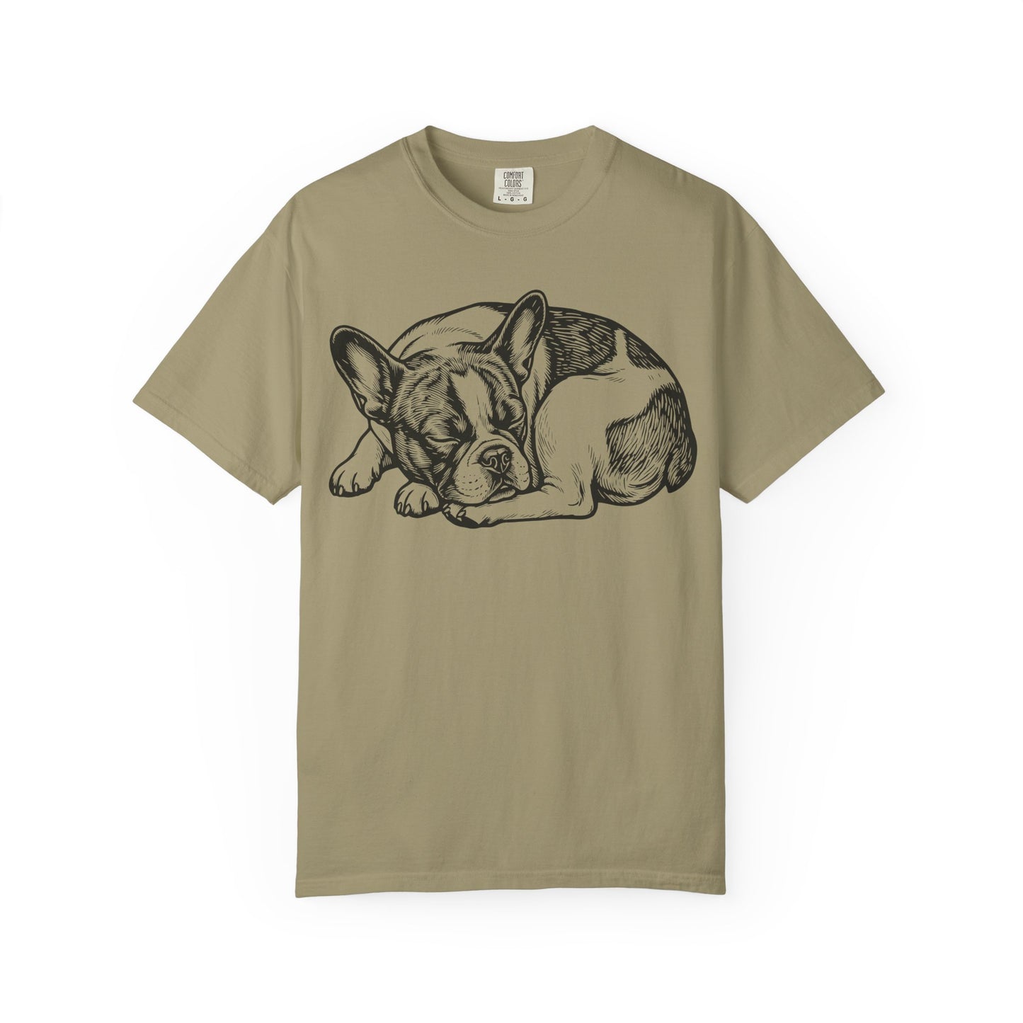 Cozy Nap Time French Bulldog T-Shirt in Khaki from When Dogs Fly