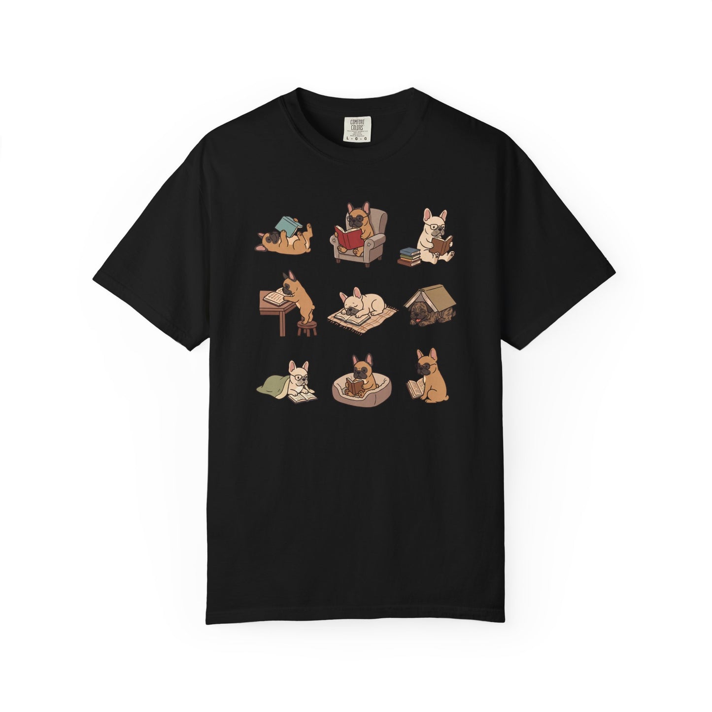 French Bulldog Book Club T-Shirt in Black from When Dogs Fly