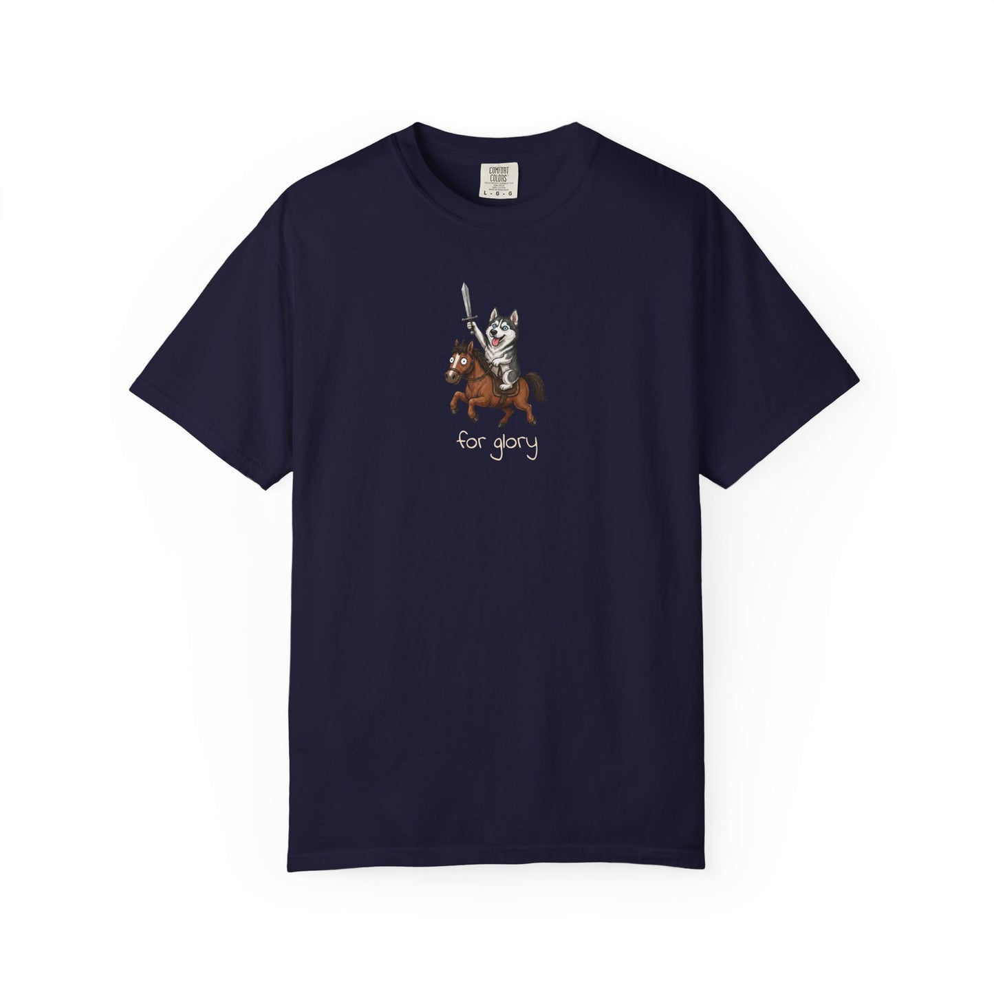 For Glory Siberian Husky T-Shirt in True Navy from When Dogs Fly
