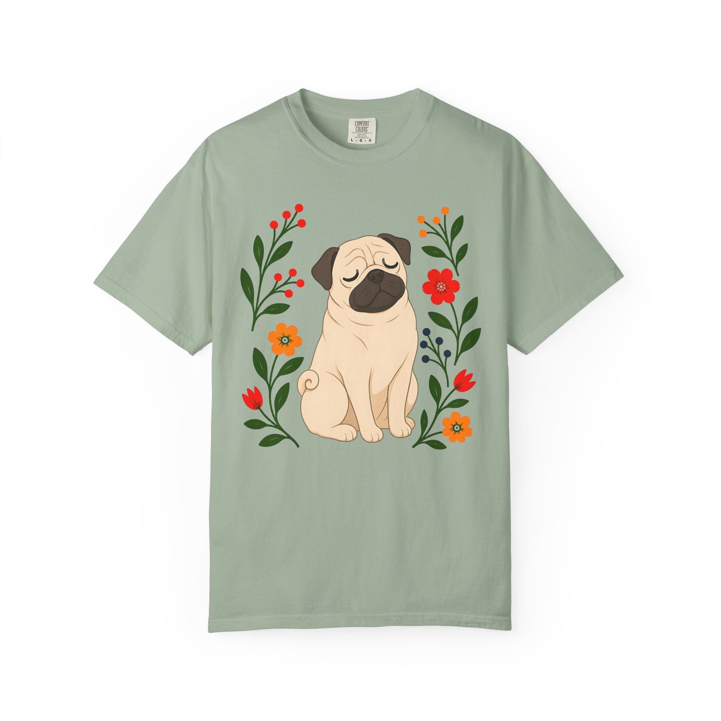 Wildflower Daydreaming Pug T-Shirt
