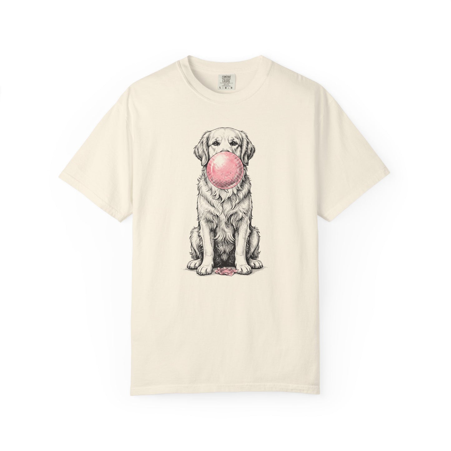Bubblegum Golden Retriever T-Shirt in Ivory from When Dogs Fly