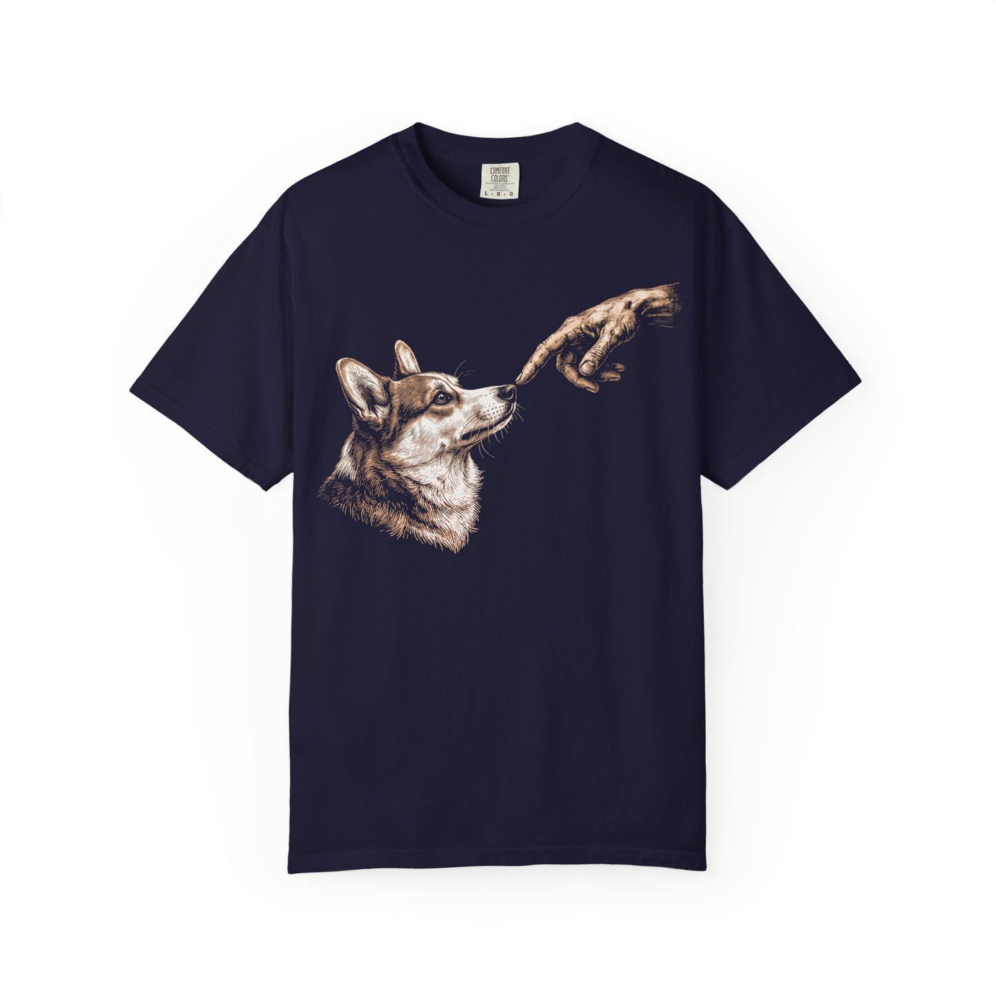 The Big Boop Corgi T-Shirt in True Navy from When Dogs Fly