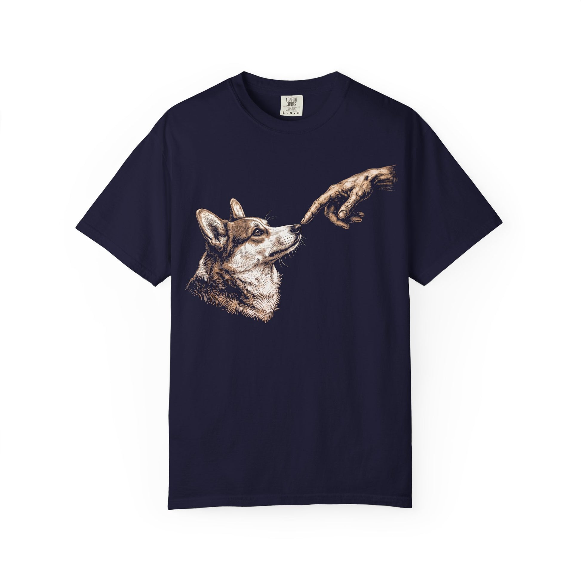 The Big Boop Corgi T-Shirt in True Navy from When Dogs Fly