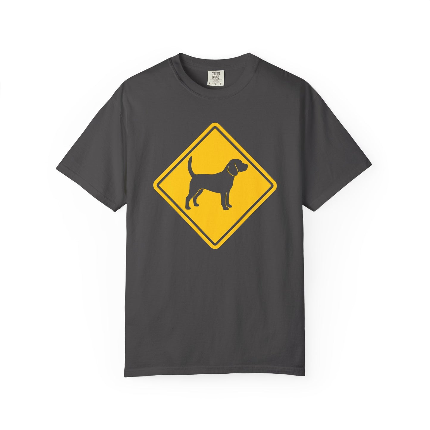 Beagle Dog Crossing T-Shirt in Graphite from When Dogs Fly