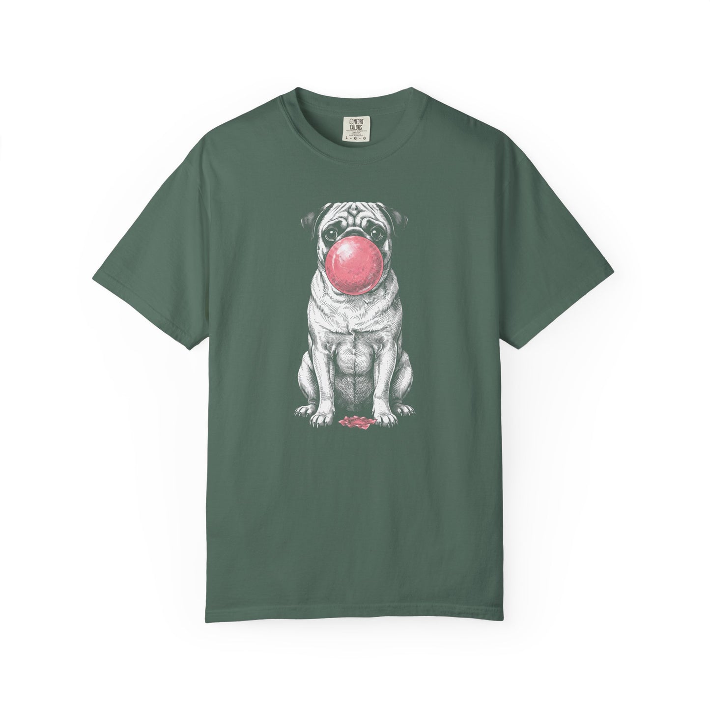 Bubblegum Pug T-Shirt in Blue Spruce from When Dogs Fly
