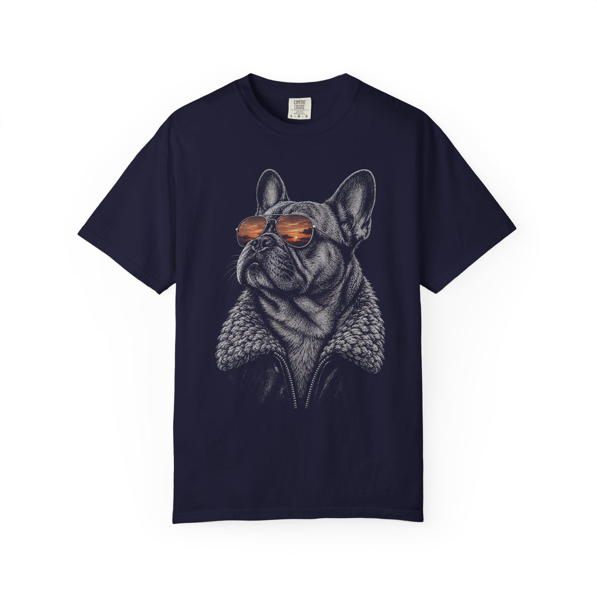 Sunset Aviator French Bulldog T-Shirt in True Navy from When Dogs Fly