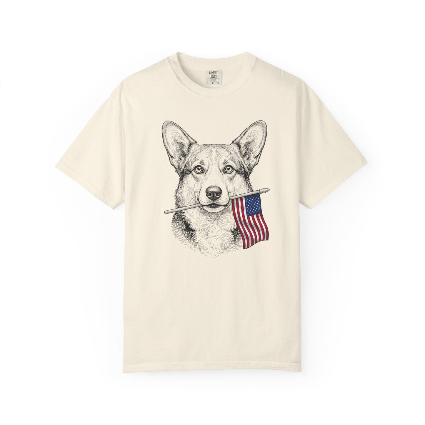 USA Flag Bearing Corgi T-Shirt