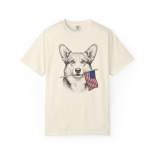 USA Flag Bearing Corgi T-Shirt