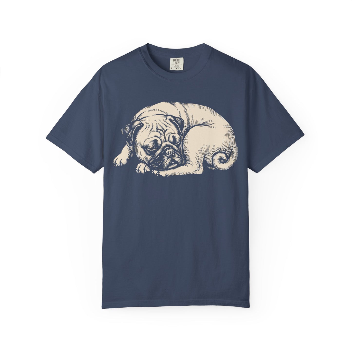Cozy Nap Time Pug T-Shirt in Midnight from When Dogs Fly
