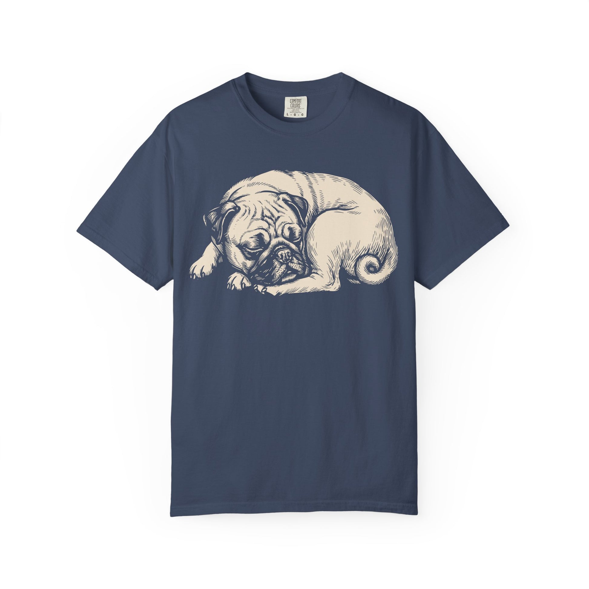 Cozy Nap Time Pug T-Shirt in Midnight from When Dogs Fly