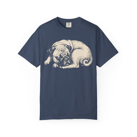 Cozy Nap Time Pug T-Shirt in Midnight from When Dogs Fly