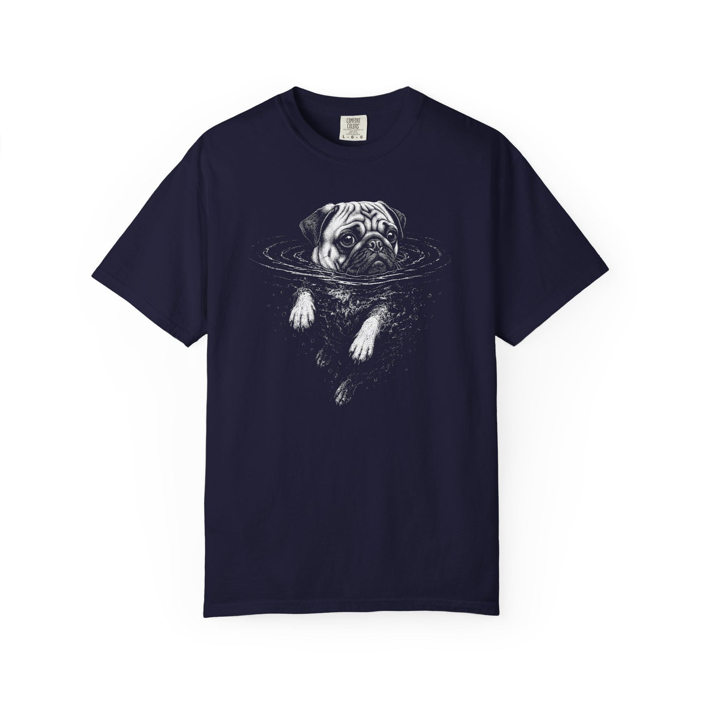 Pug Dog Paddle T-Shirt in True Navy from When Dogs Fly