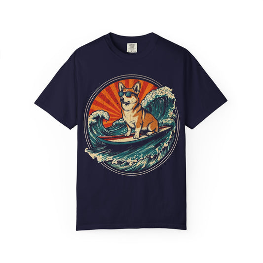Surf's Up, Corgi T-Shirt in True Navy from When Dogs Fly