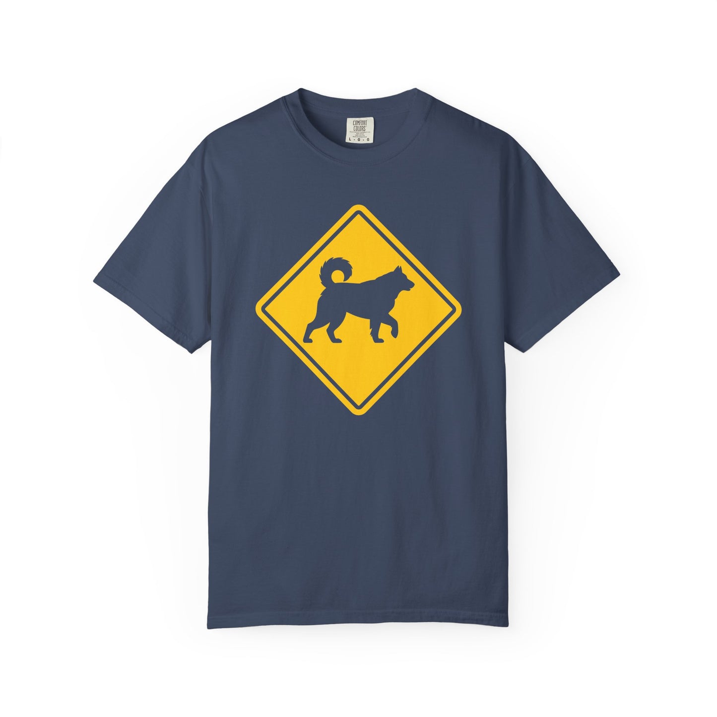 Siberian Husky Dog Crossing T-Shirt in Midnight from When Dogs Fly