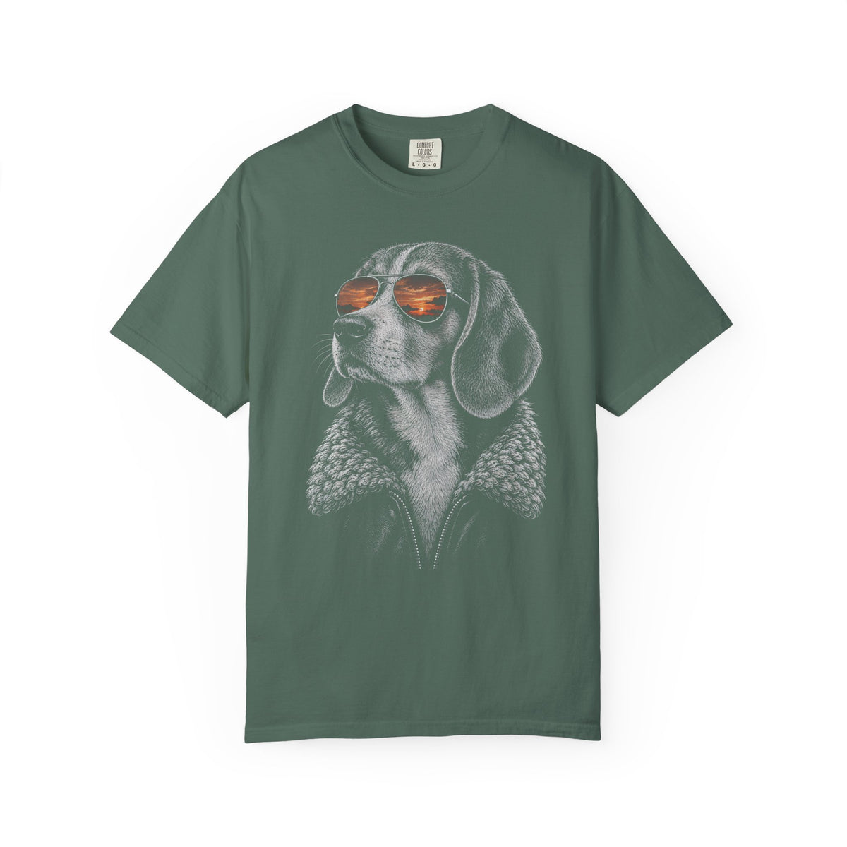 Sunset Aviator Beagle T-Shirt in Blue Spruce from When Dogs Fly