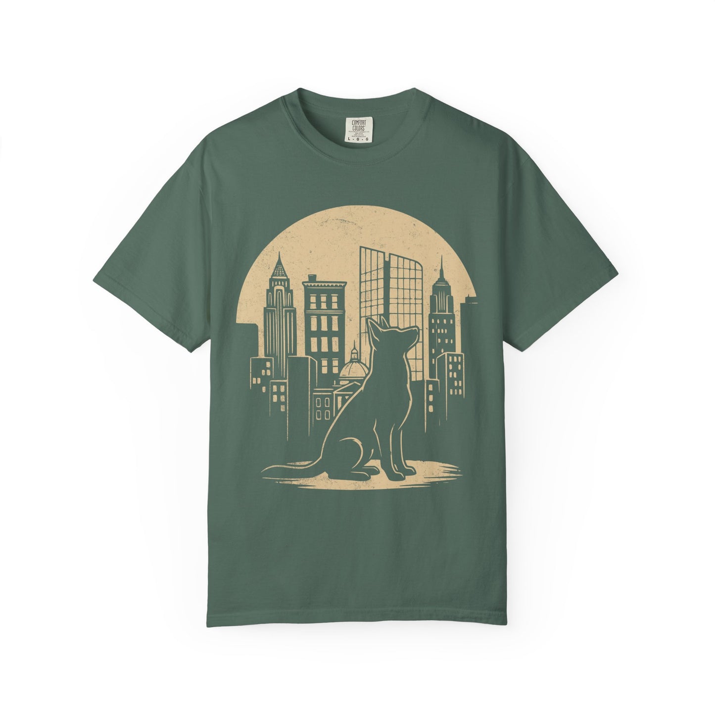 Big City German Shepherd T-Shirt in Blue Spruce from When Dogs Fly