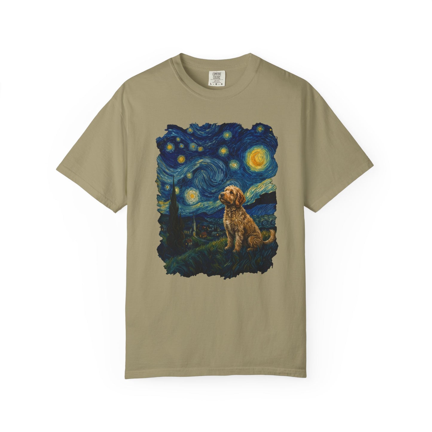 Starry Night Labradoodle T-Shirt in Khaki from When Dogs Fly