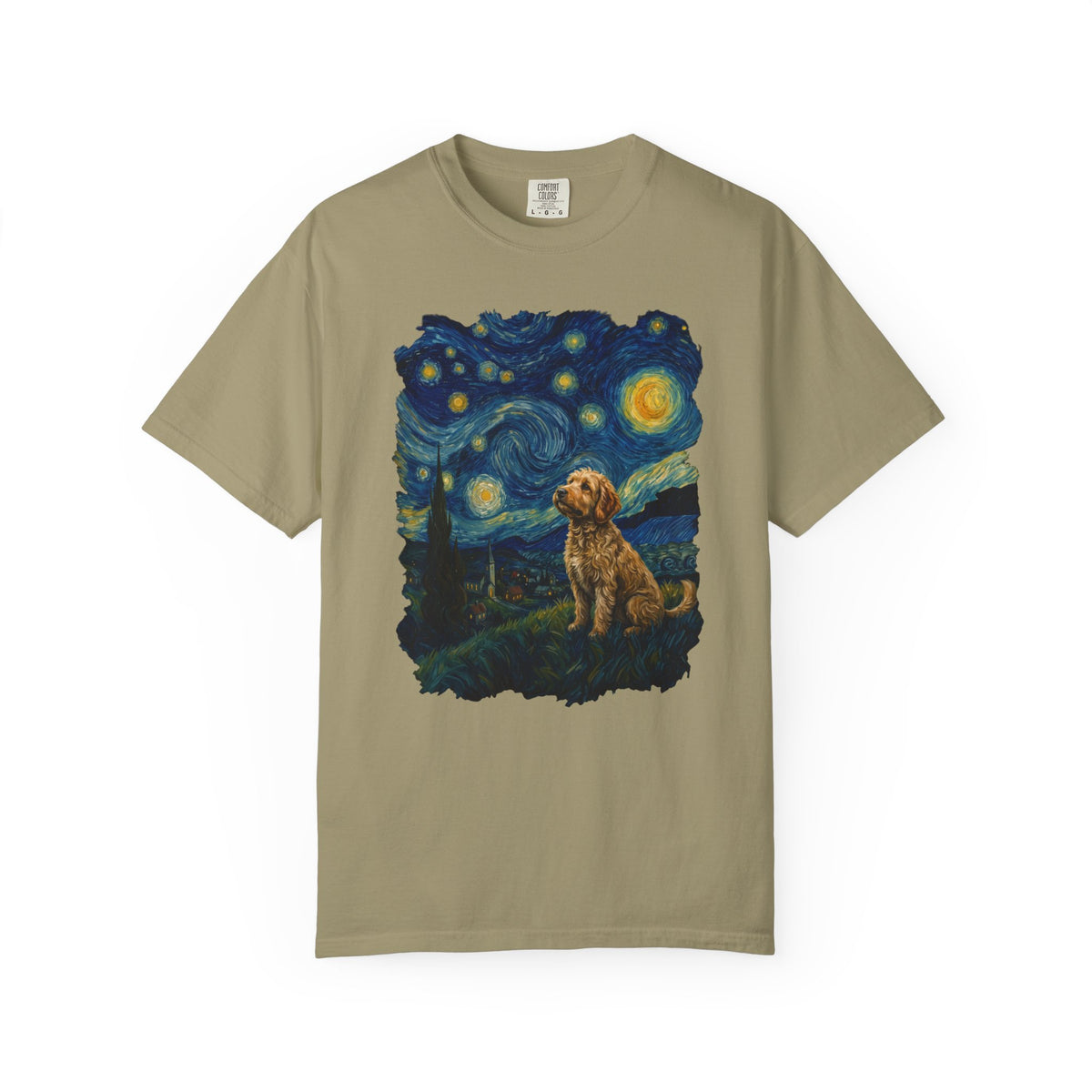 Starry Night Labradoodle T-Shirt in Khaki from When Dogs Fly