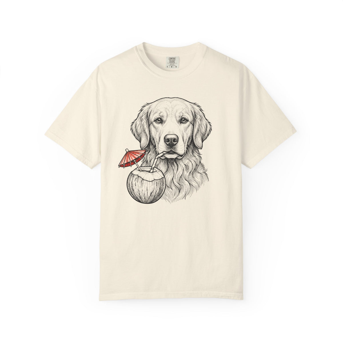 Island Time Golden Retriever T-Shirt in Ivory from When Dogs Fly