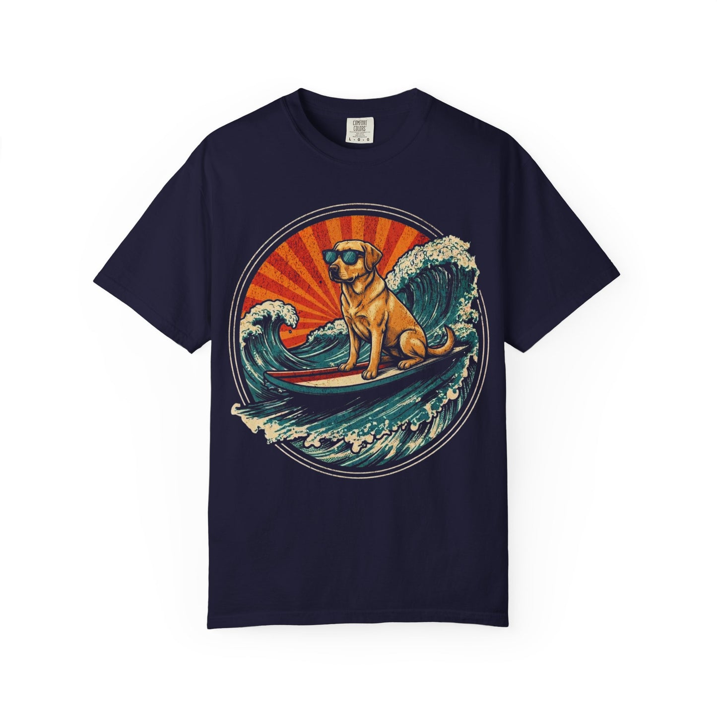 Surf's Up, Labrador Retriever T-Shirt in True Navy from When Dogs Fly