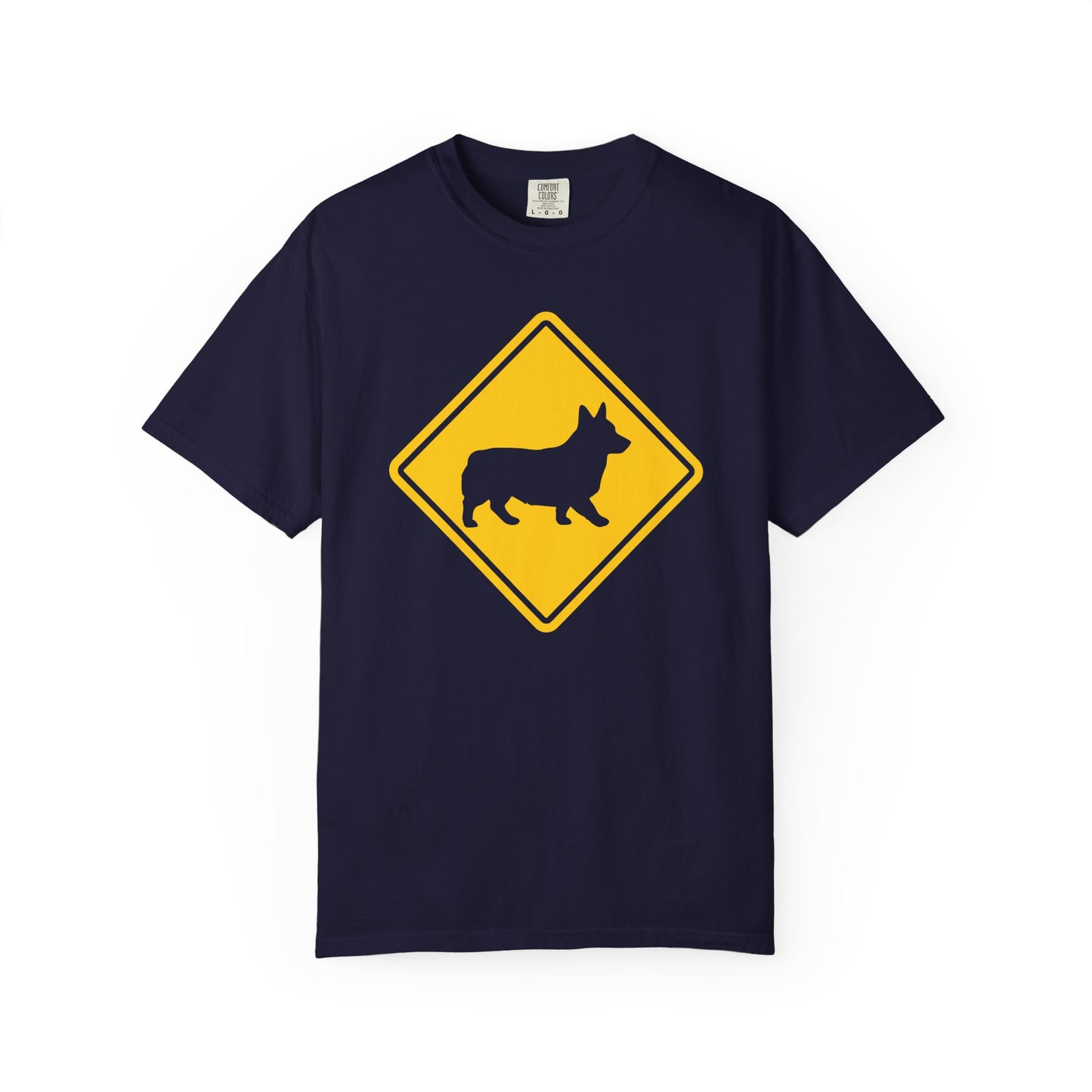 Corgi Dog Crossing T-Shirt in True Navy from When Dogs Fly