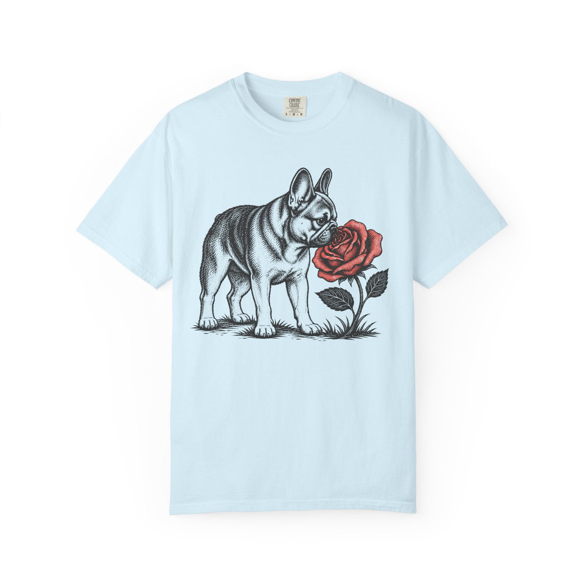 A Nose for Roses Frech Bulldog T-Shirt in Chambray from When Dogs Fly