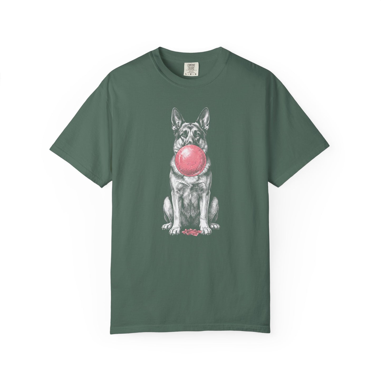 Bubblegum German Shepherd T-Shirt in Blue Spruce from When Dogs Fly