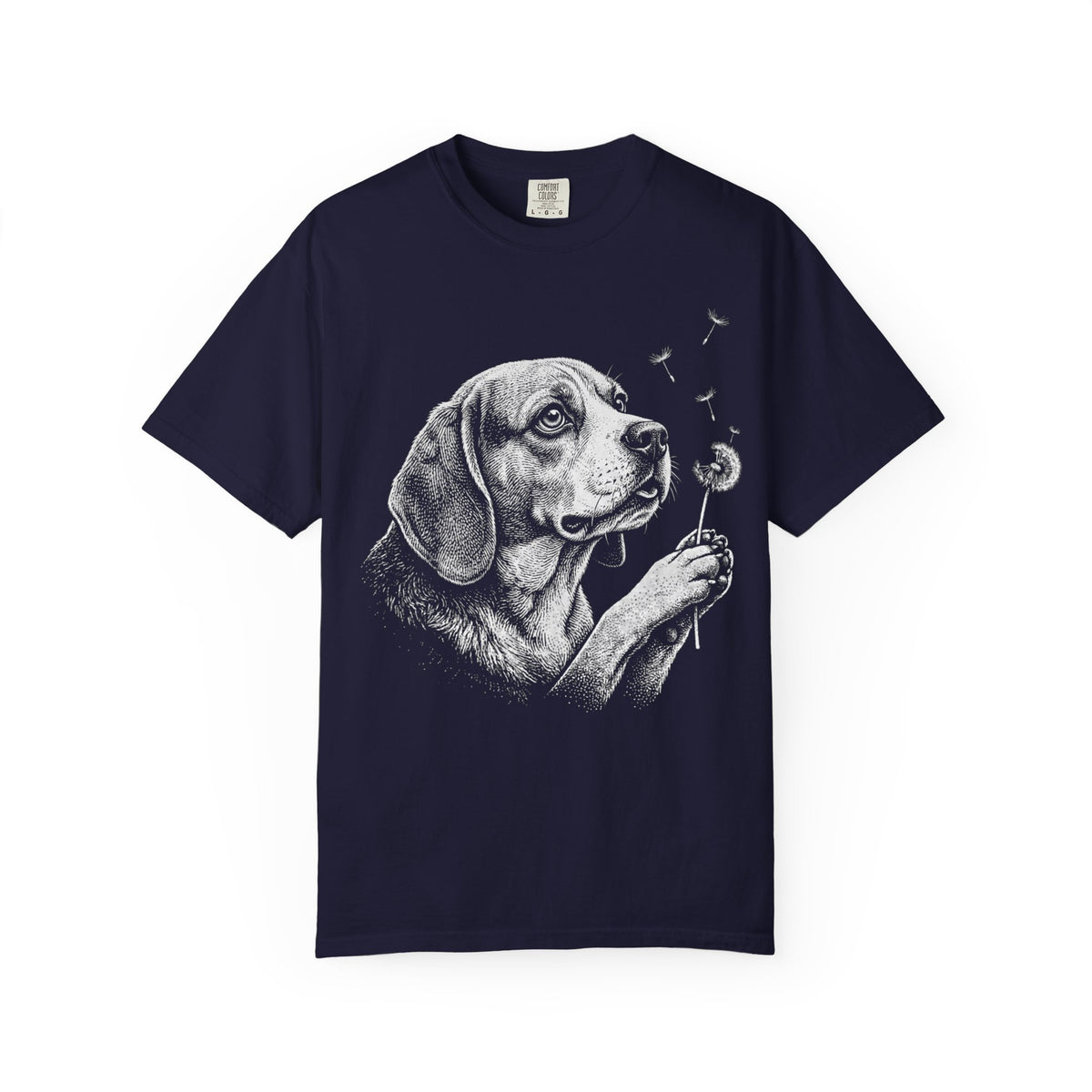 Beagle Dandelion Seeds T-Shirt in True Navy from When Dogs Fly