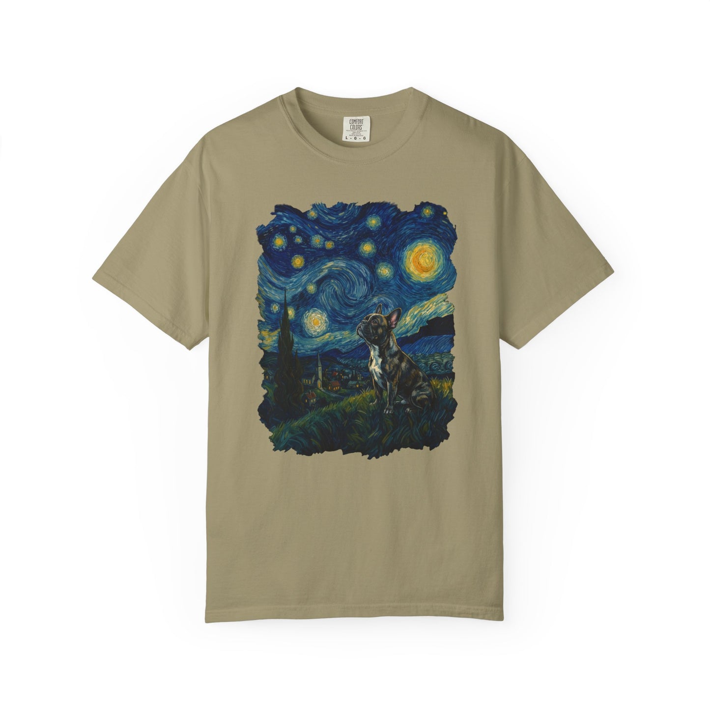 Starry Night French Bulldog T-Shirt in Khaki from When Dogs Fly