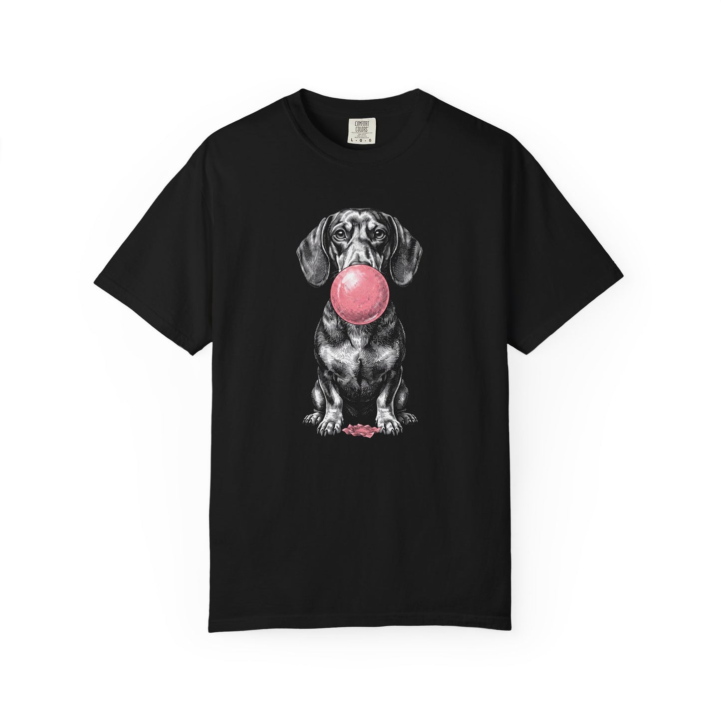 Bubblegum Dachshund T-Shirt in Black from When Dogs Fly