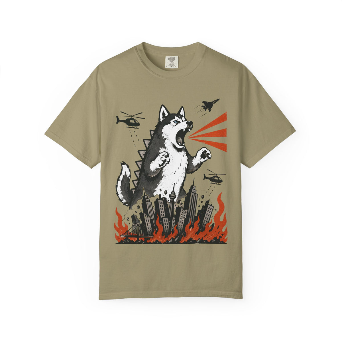 Unleashed Siberian Husky T-Shirt in Khaki from When Dogs Fly