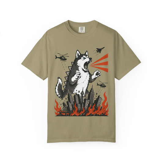 Unleashed Siberian Husky T-Shirt in Khaki from When Dogs Fly