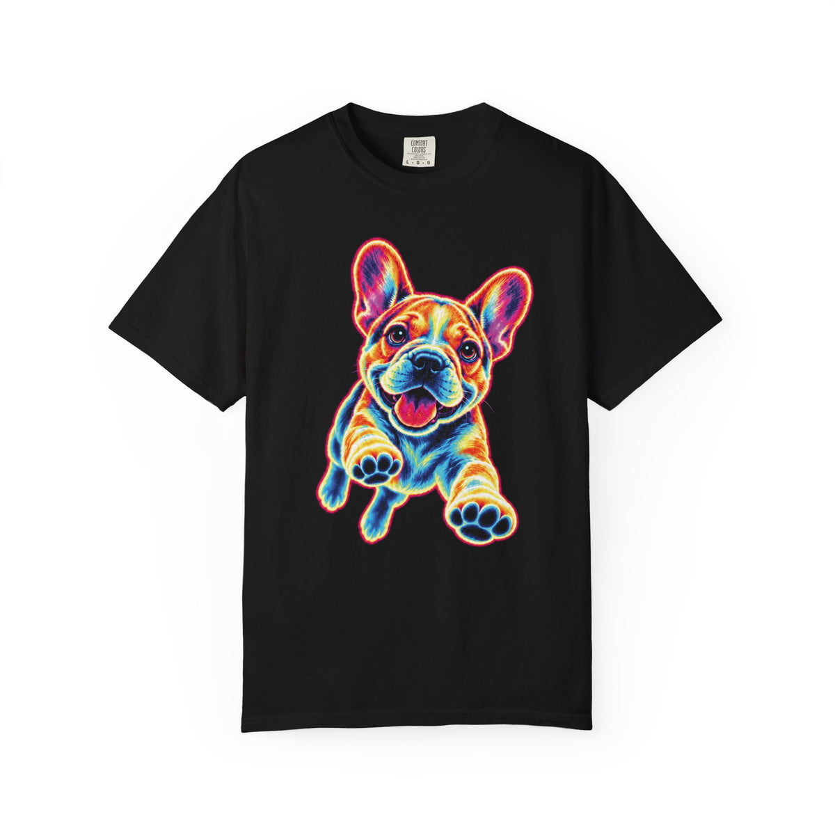Neon Zoomies French Bulldog T-Shirt in Black from When Dogs Fly