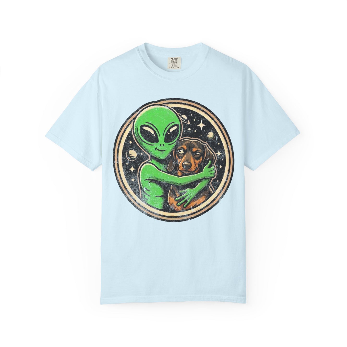 Every Alien Needs a Dachshund T-Shirt in Chambray from When Dogs Fly