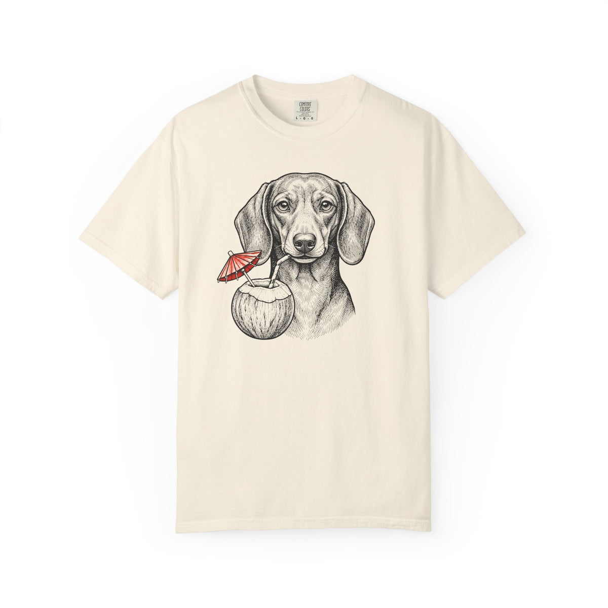 Island Time Dachshund T-Shirt in Ivory from When Dogs Fly